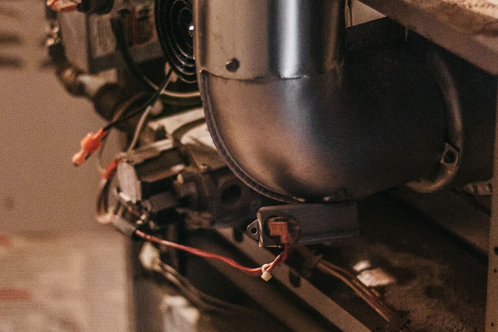 Air handler components and duct system during maintenance service