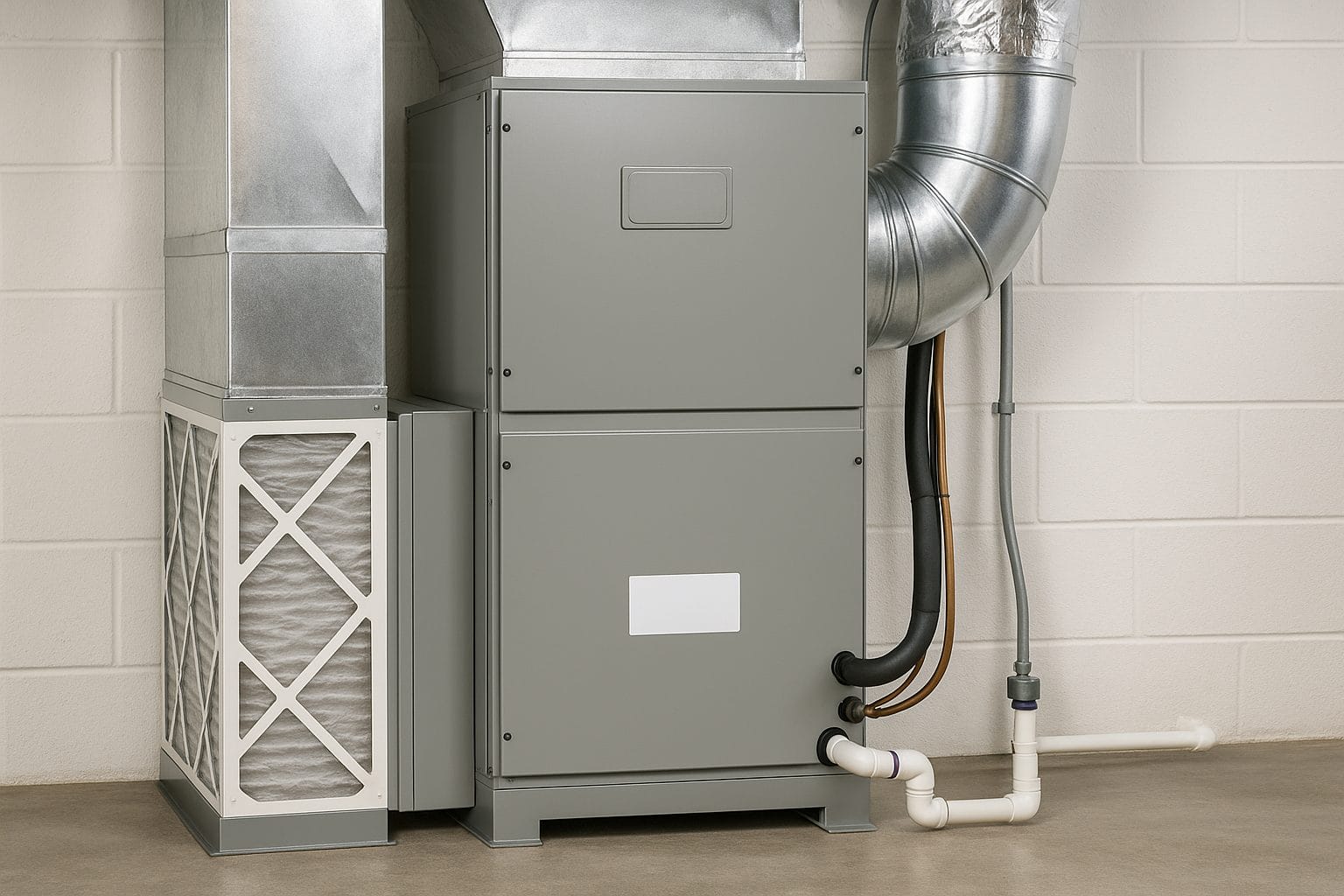 Repaired air handler system in utility room ensuring proper airflow and comfort