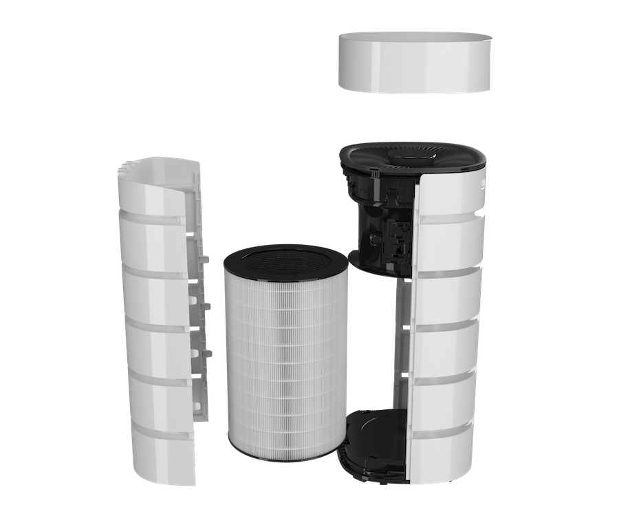 High-efficiency whole-home air filtration system with layered filters for allergens and pollutants