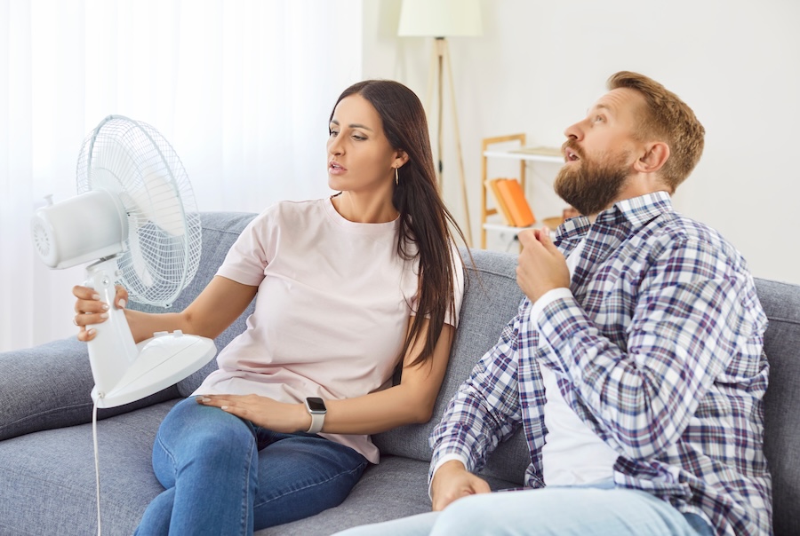 Couple with fans on them due to a broken hvac