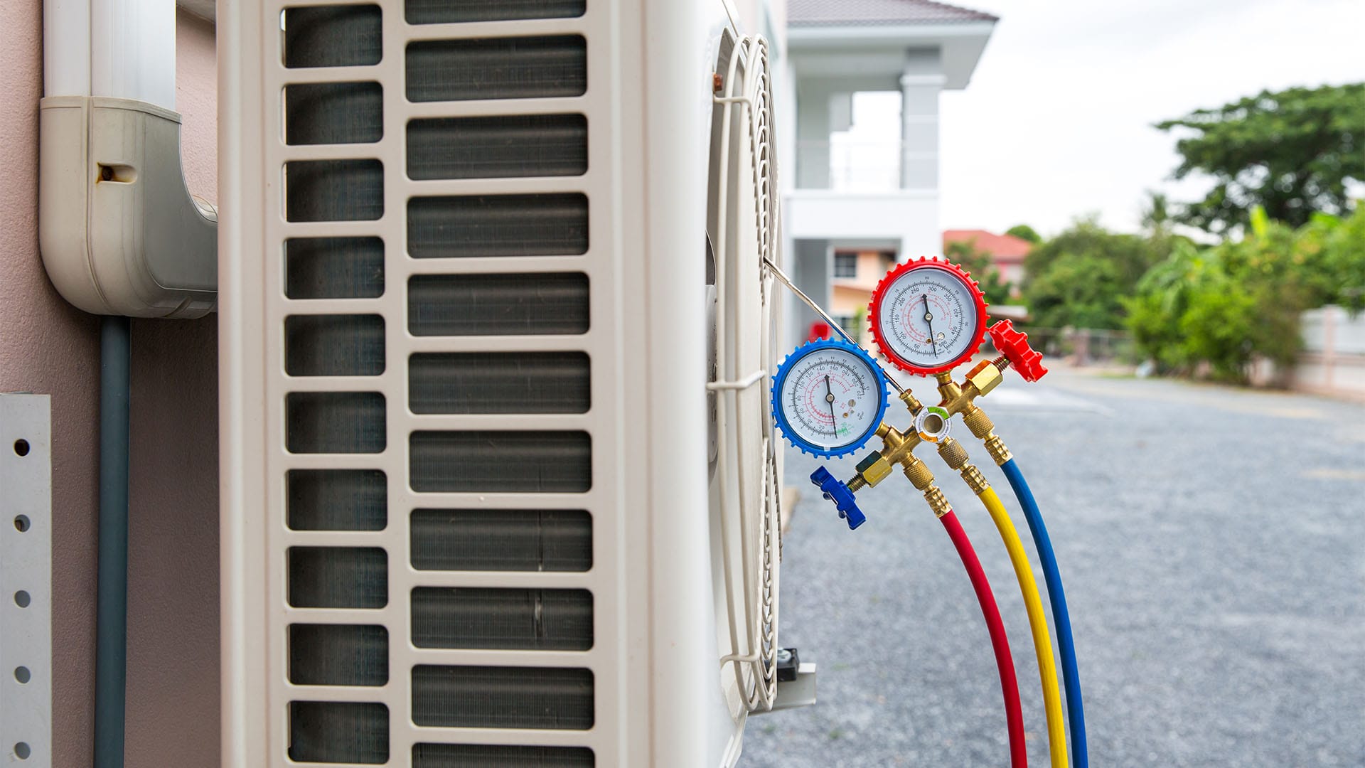 pressure tester on an AC unit
